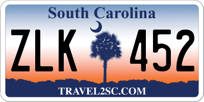 SC license plate ZLK452