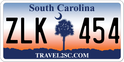 SC license plate ZLK454