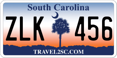SC license plate ZLK456
