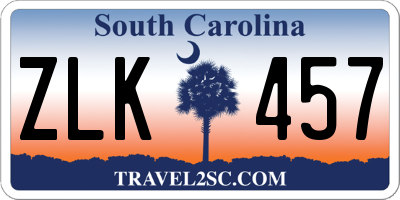 SC license plate ZLK457