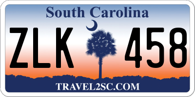 SC license plate ZLK458