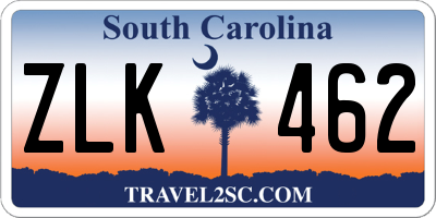 SC license plate ZLK462