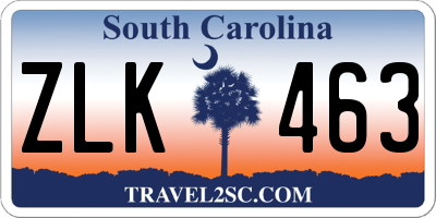 SC license plate ZLK463