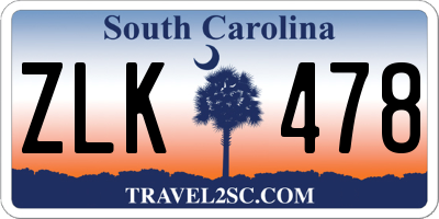 SC license plate ZLK478