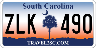 SC license plate ZLK490