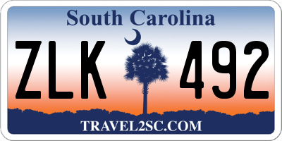 SC license plate ZLK492