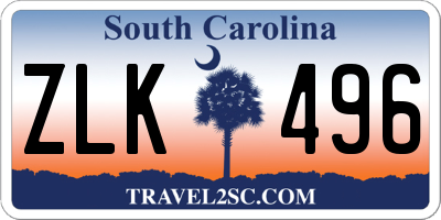 SC license plate ZLK496
