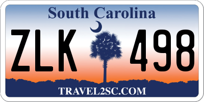SC license plate ZLK498