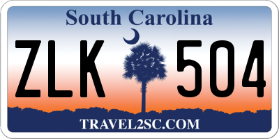 SC license plate ZLK504