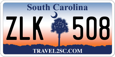 SC license plate ZLK508
