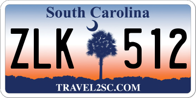 SC license plate ZLK512