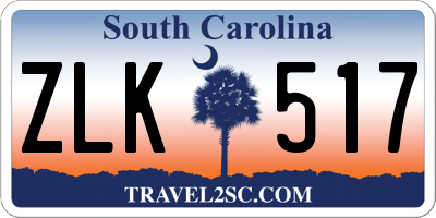 SC license plate ZLK517