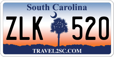 SC license plate ZLK520