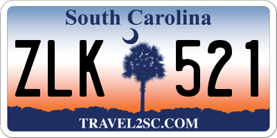 SC license plate ZLK521