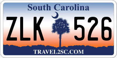 SC license plate ZLK526
