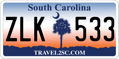 SC license plate ZLK533