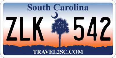 SC license plate ZLK542