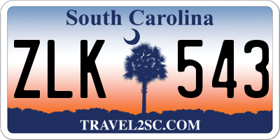 SC license plate ZLK543