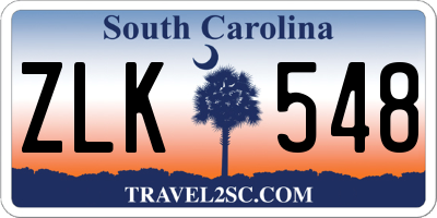 SC license plate ZLK548