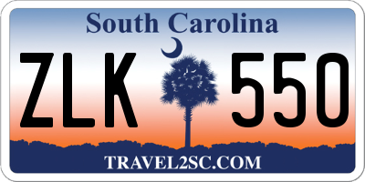 SC license plate ZLK550