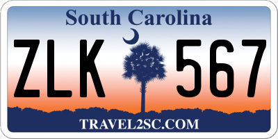 SC license plate ZLK567