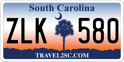 SC license plate ZLK580