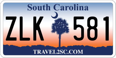 SC license plate ZLK581