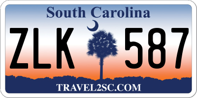 SC license plate ZLK587