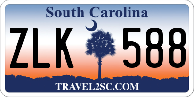 SC license plate ZLK588