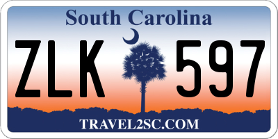 SC license plate ZLK597