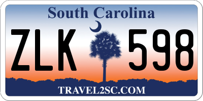 SC license plate ZLK598