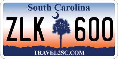 SC license plate ZLK600