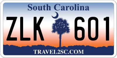 SC license plate ZLK601