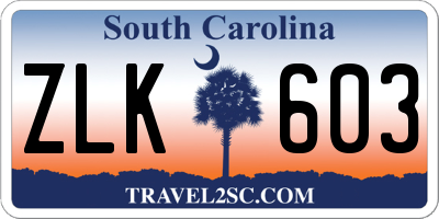 SC license plate ZLK603