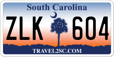 SC license plate ZLK604