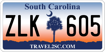 SC license plate ZLK605