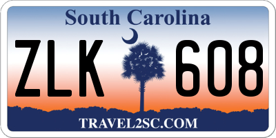 SC license plate ZLK608