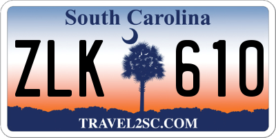 SC license plate ZLK610