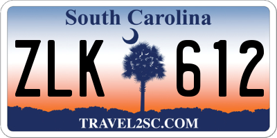 SC license plate ZLK612