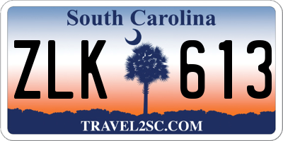 SC license plate ZLK613