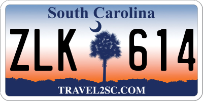SC license plate ZLK614
