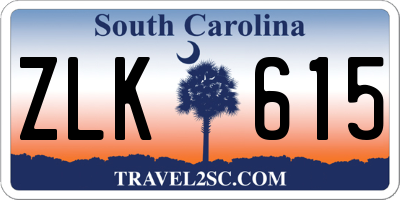 SC license plate ZLK615
