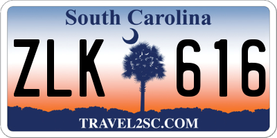 SC license plate ZLK616