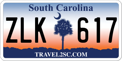 SC license plate ZLK617