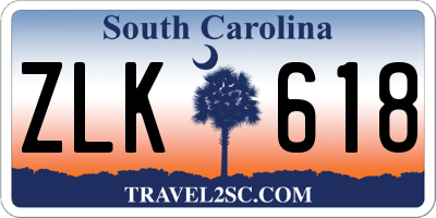 SC license plate ZLK618