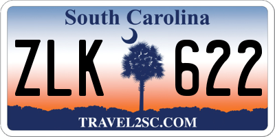 SC license plate ZLK622