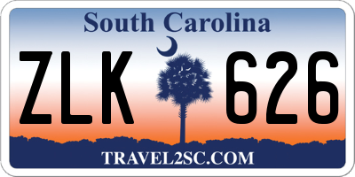 SC license plate ZLK626
