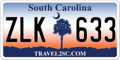 SC license plate ZLK633