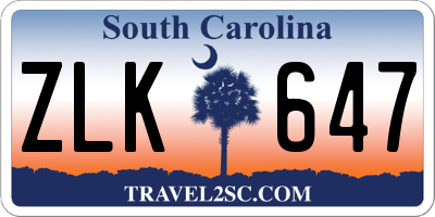 SC license plate ZLK647