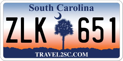 SC license plate ZLK651